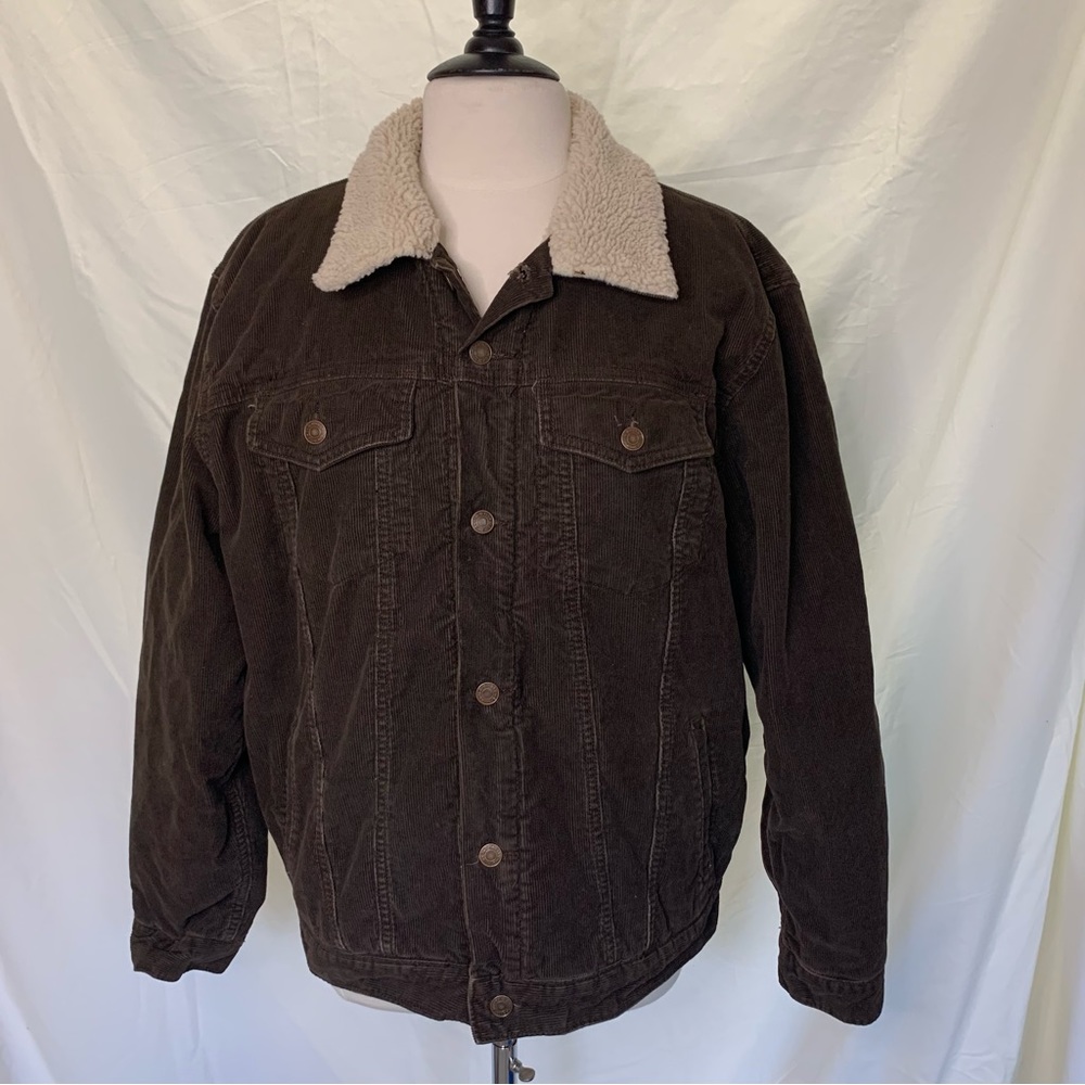Vintage Old Navy Large Brown Corduroy Sherpa Lined Trucker Jacket